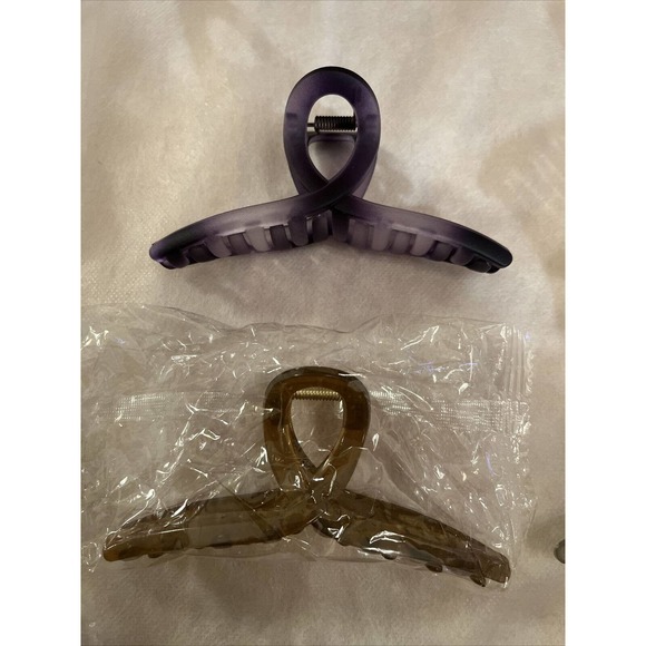 Set Of Four Hair Claws Clips For Long Thick Hair Creme, Purple,brown, Gray - Picture 2 of 3